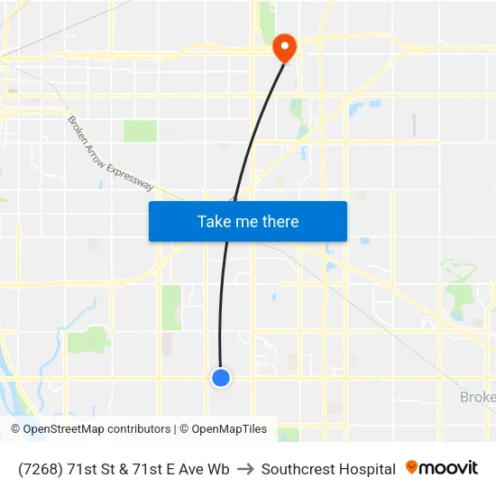 (7268) 71st St & 71st E Ave Wb to Southcrest Hospital map