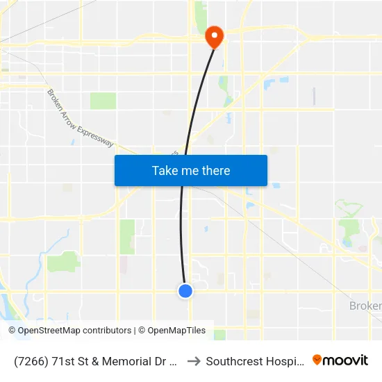 (7266) 71st St & Memorial Dr Wb to Southcrest Hospital map