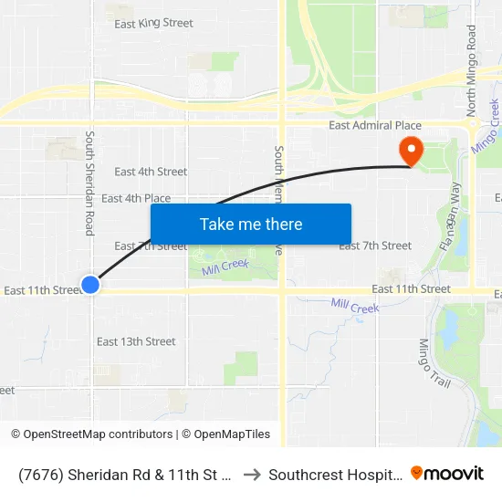 (7676) Sheridan Rd & 11th St Sb to Southcrest Hospital map