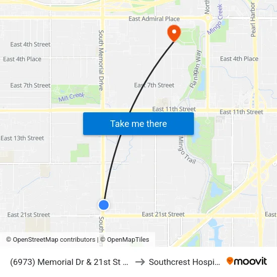 (6973) Memorial Dr & 21st St Nb to Southcrest Hospital map
