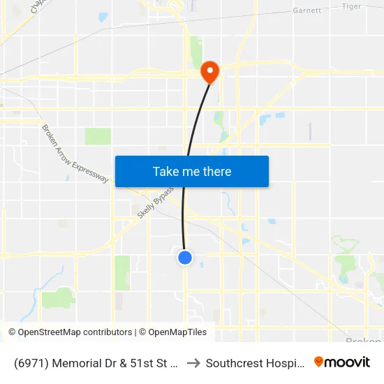 (6971) Memorial Dr & 51st St Sb to Southcrest Hospital map