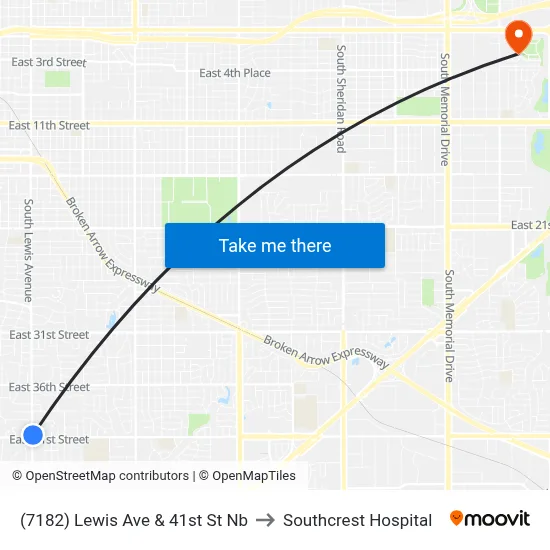 (7182) Lewis Ave & 41st St Nb to Southcrest Hospital map