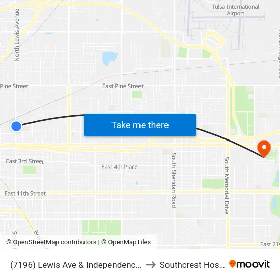 (7196) Lewis Ave & Independence St Nb to Southcrest Hospital map
