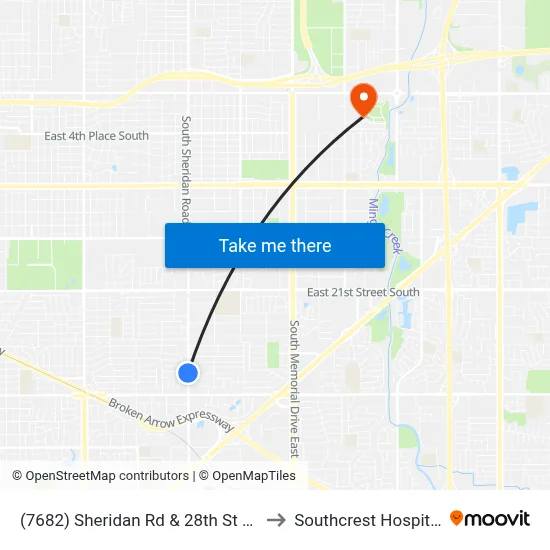 (7682) Sheridan Rd & 28th St Sb to Southcrest Hospital map
