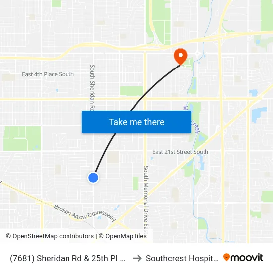 (7681) Sheridan Rd & 25th Pl Sb to Southcrest Hospital map