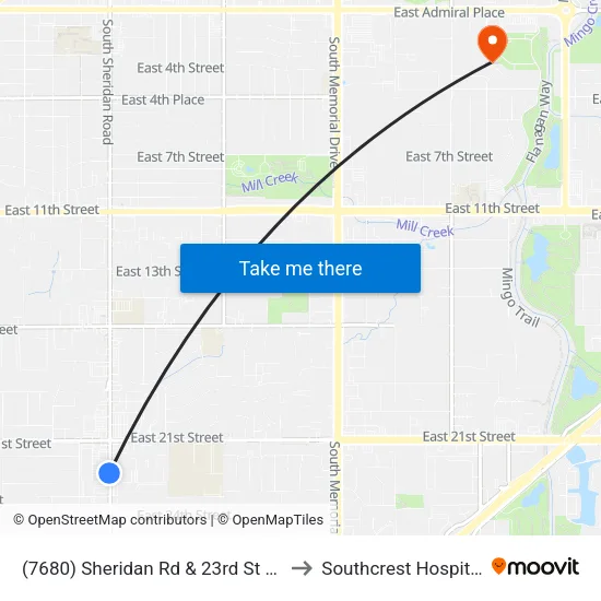(7680) Sheridan Rd & 23rd St Sb to Southcrest Hospital map