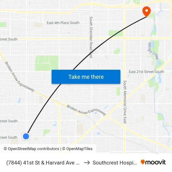 (7844) 41st St & Harvard Ave Wb to Southcrest Hospital map
