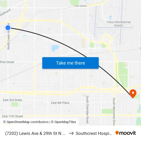 (7202) Lewis Ave & 29th St N Nb to Southcrest Hospital map