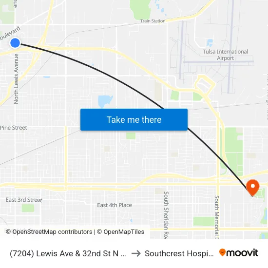 (7204) Lewis Ave & 32nd St N Nb to Southcrest Hospital map