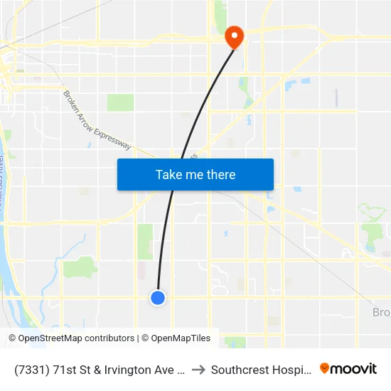 (7331) 71st St & Irvington Ave Eb to Southcrest Hospital map