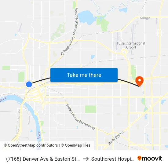 (7168) Denver Ave & Easton St Sb to Southcrest Hospital map