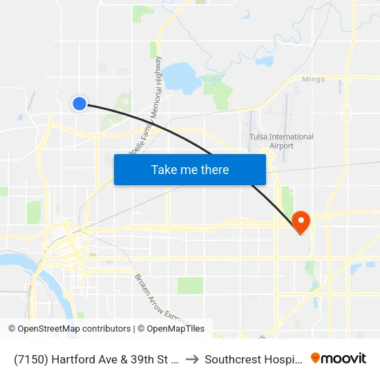 (7150) Hartford Ave & 39th St Sb to Southcrest Hospital map