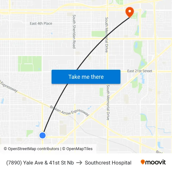 (7890) Yale Ave & 41st St Nb to Southcrest Hospital map