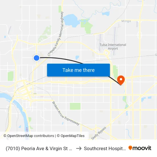 (7010) Peoria Ave & Virgin St Sb to Southcrest Hospital map