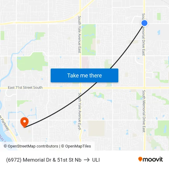 (6972) Memorial Dr & 51st St Nb to ULI map