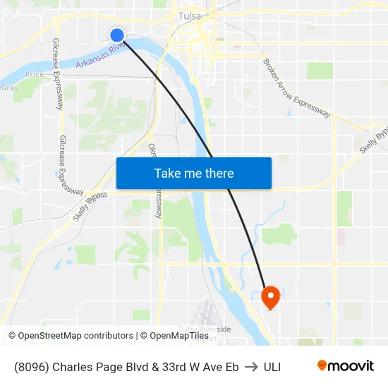 (8096) Charles Page Blvd & 33rd W Ave Eb to ULI map