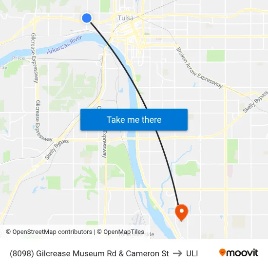 (8098) Gilcrease Museum Rd & Cameron St to ULI map