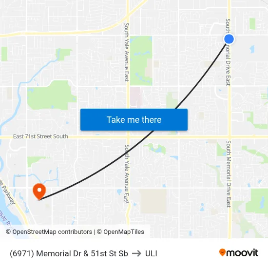 (6971) Memorial Dr & 51st St Sb to ULI map
