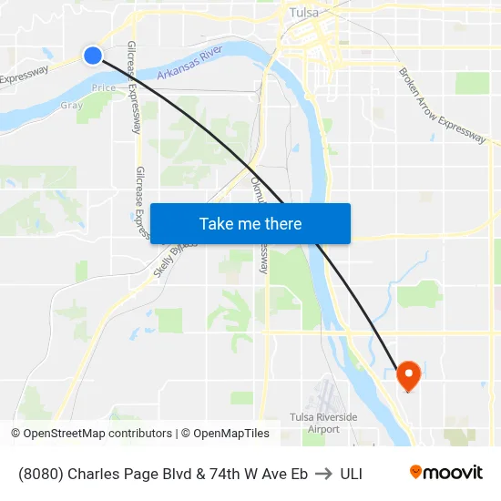 (8080) Charles Page Blvd & 74th W Ave Eb to ULI map