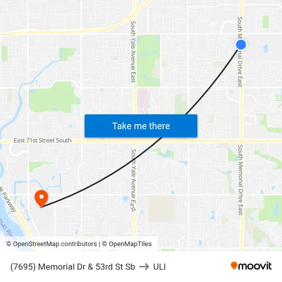 (7695) Memorial Dr & 53rd St Sb to ULI map