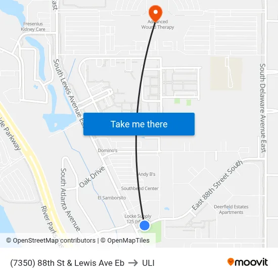 (7350) 88th St & Lewis Ave Eb to ULI map
