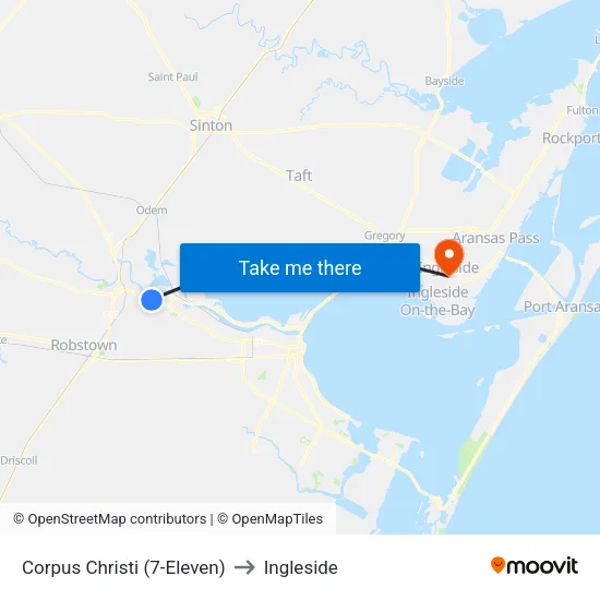Corpus Christi (7-Eleven) to Ingleside map