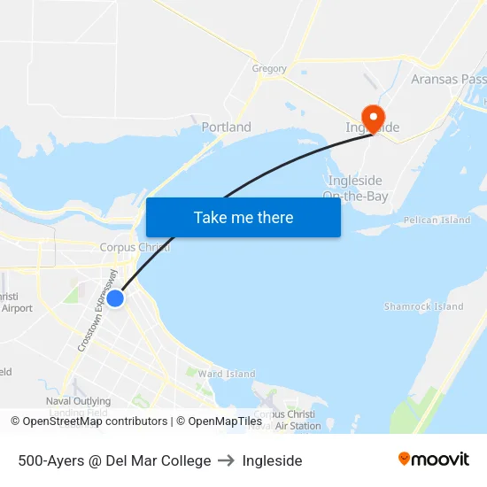 500-Ayers @ Del Mar College to Ingleside map