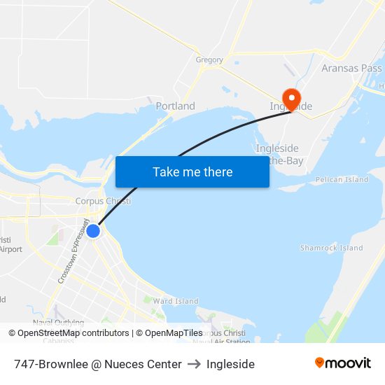 747-Brownlee @ Nueces Center to Ingleside map