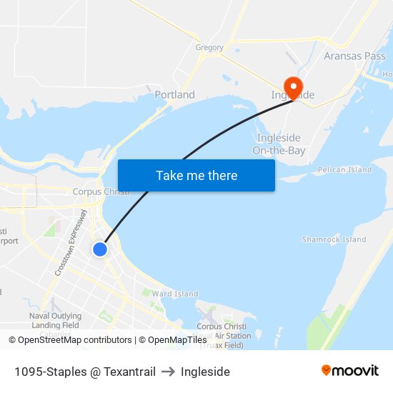 1095-Staples @ Texantrail to Ingleside map