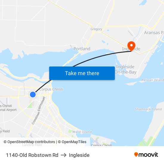 1140-Old Robstown Rd to Ingleside map