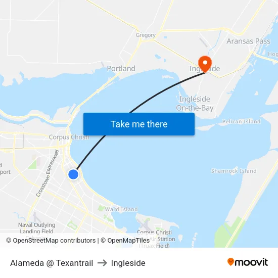 Alameda @ Texantrail to Ingleside map