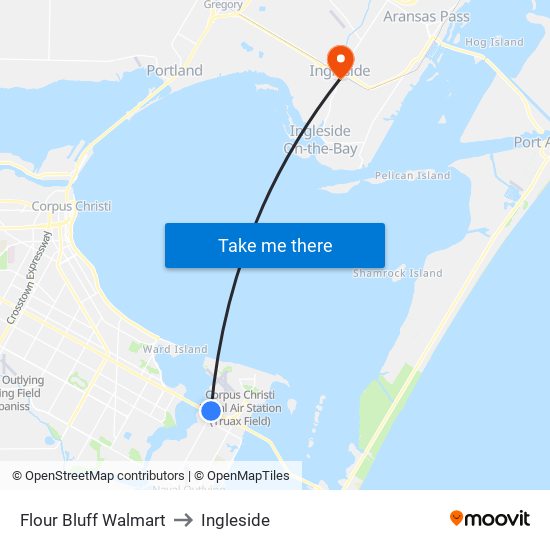 Flour Bluff Walmart to Ingleside map