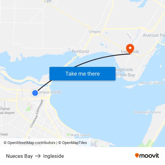 Nueces Bay to Ingleside map