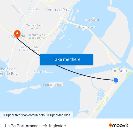 Us Po Port Aransas to Ingleside map