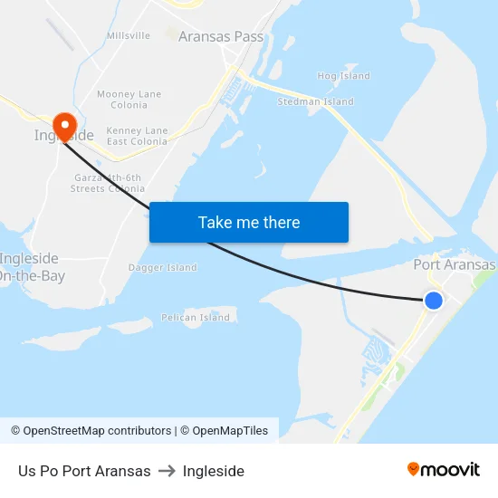Us Po Port Aransas to Ingleside map