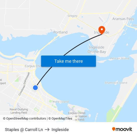 Staples @ Carroll Ln to Ingleside map