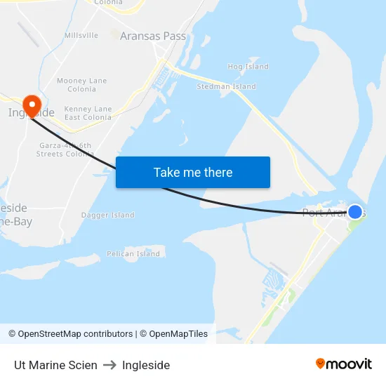 Ut Marine Scien to Ingleside map