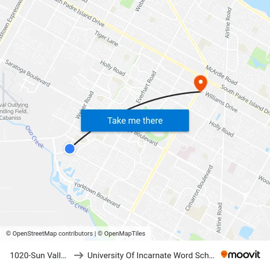 1020-Sun Valley @Snowbird to University Of Incarnate Word School Of Professional Studies map