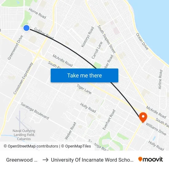 Greenwood @Westpoint to University Of Incarnate Word School Of Professional Studies map