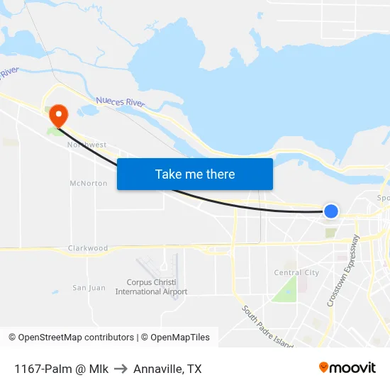 1167-Palm @ Mlk to Annaville, TX map