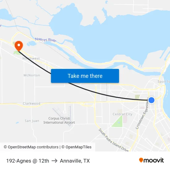 192-Agnes @ 12th to Annaville, TX map