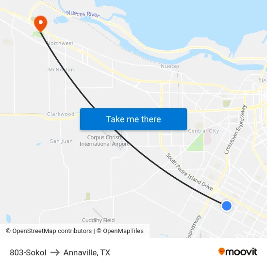 803-Sokol to Annaville, TX map