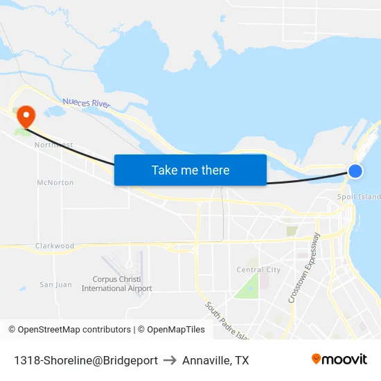 1318-Shoreline@Bridgeport to Annaville, TX map