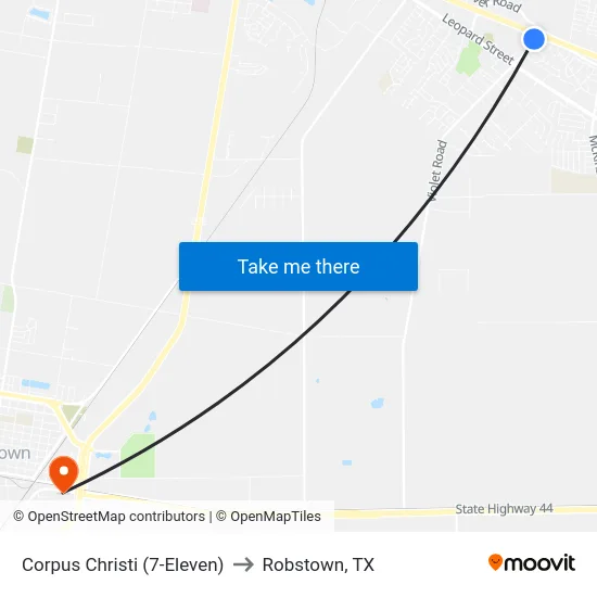 Corpus Christi (7-Eleven) to Robstown, TX map