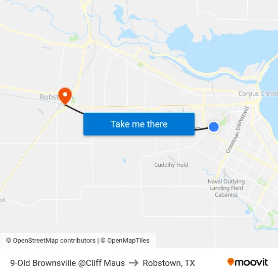 9-Old Brownsville @Cliff Maus to Robstown, TX map