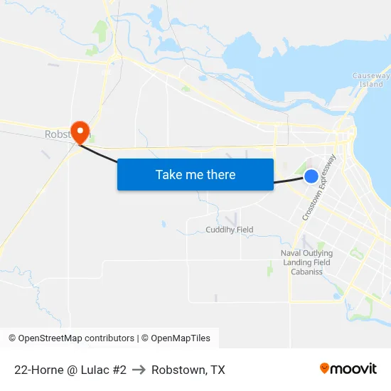 22-Horne  @  Lulac #2 to Robstown, TX map
