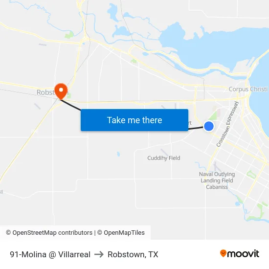 91-Molina @ Villarreal to Robstown, TX map