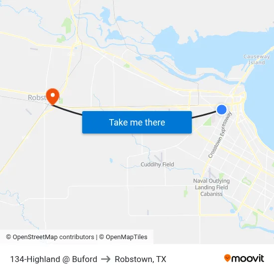 134-Highland @ Buford to Robstown, TX map
