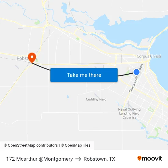 172-Mcarthur @Montgomery to Robstown, TX map