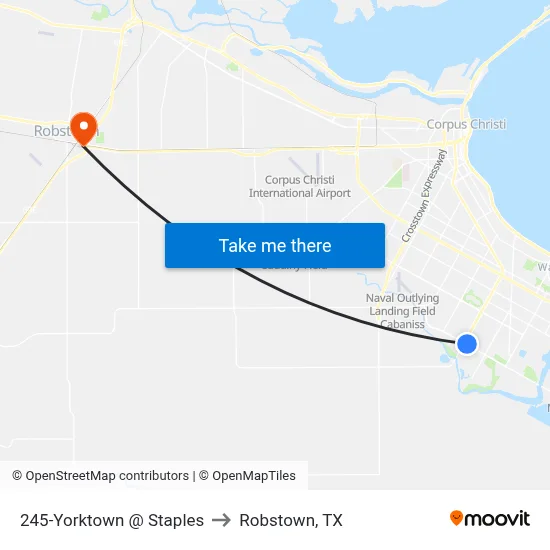 245-Yorktown @ Staples to Robstown, TX map